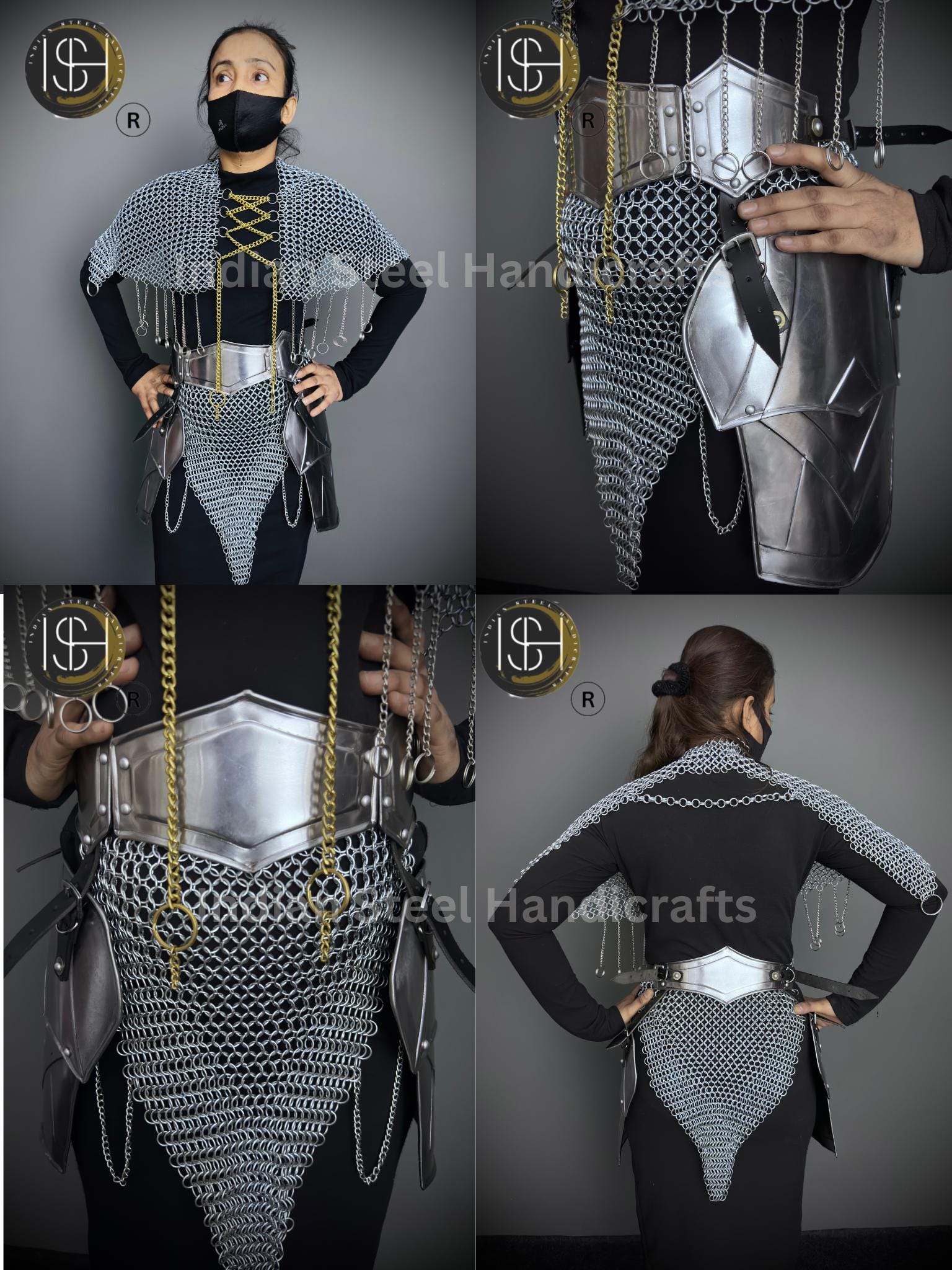 Chainmail Chains Layers top & Skirt, belt ,Tesset, Rings Costume, Wedding Cosplay Costume, Larp , Cosplay, Sca Armor, Gift For Women.