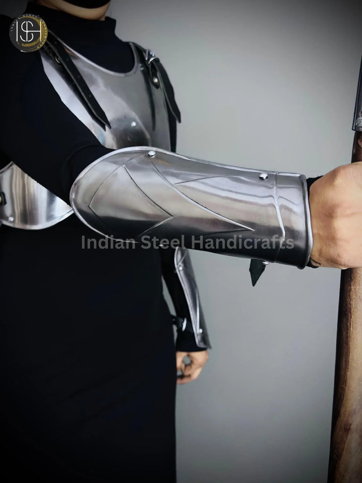 Steel Lady Armor: Medieval Chest & Bracer Set, LARP Cosplay Costume