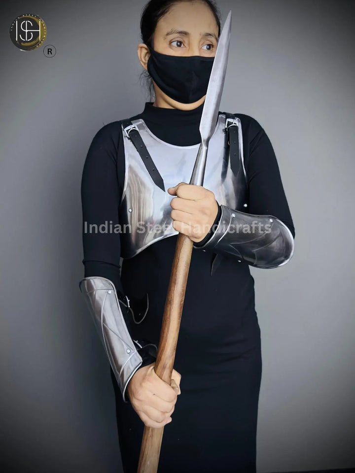 Steel Lady Armor: Medieval Chest & Bracer Set, LARP Cosplay Costume