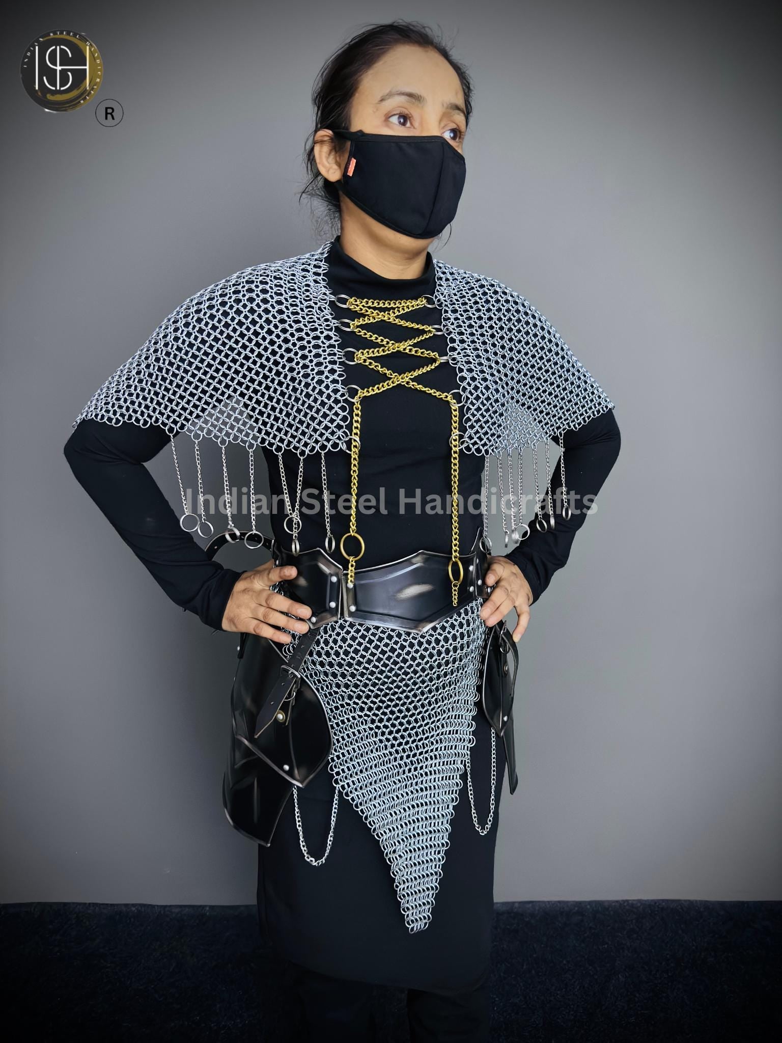 Chainmail Chains Layers top & Skirt, belt ,Tesset, Rings Costume, Wedding Cosplay Costume, Larp , Cosplay, Sca Armor, Gift For Women.