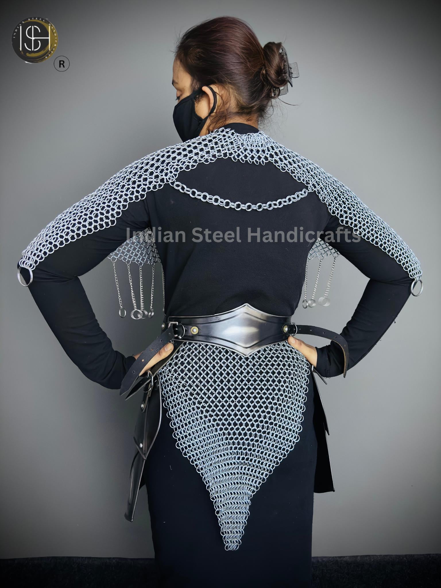 Chainmail Chains Layers top & Skirt, belt ,Tesset, Rings Costume, Wedding Cosplay Costume, Larp , Cosplay, Sca Armor, Gift For Women.