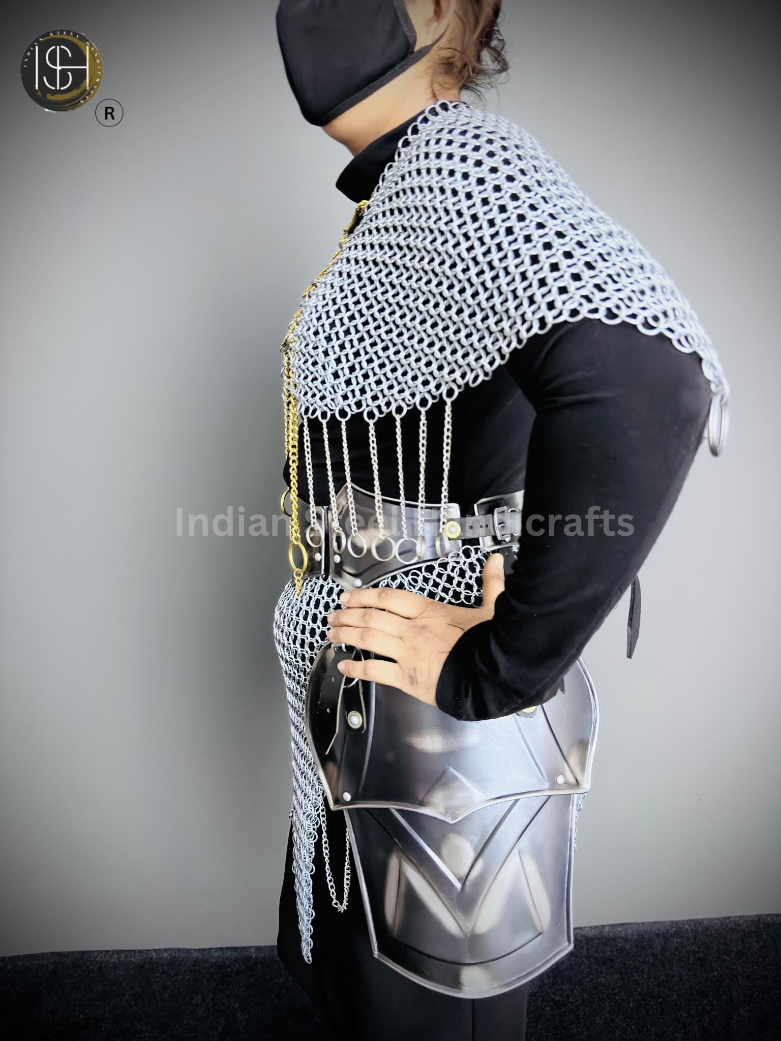 Chainmail Chains Layers top & Skirt, belt ,Tesset, Rings Costume, Wedding Cosplay Costume, Larp , Cosplay, Sca Armor, Gift For Women.