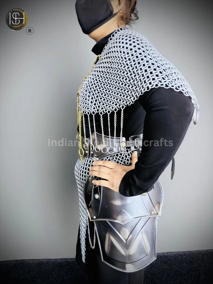 Chainmail Chains Layers top & Skirt, belt ,Tesset, Rings Costume, Wedding Cosplay Costume, Larp , Cosplay, Sca Armor, Gift For Women. ISH Collection