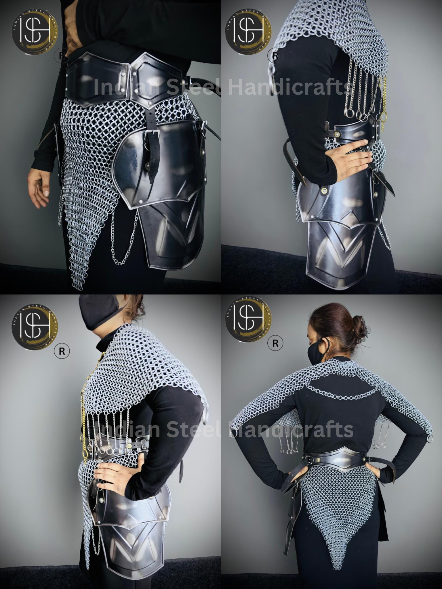 Chainmail Chains Layers top & Skirt, belt ,Tesset, Rings Costume, Wedding Cosplay Costume, Larp , Cosplay, Sca Armor, Gift For Women.