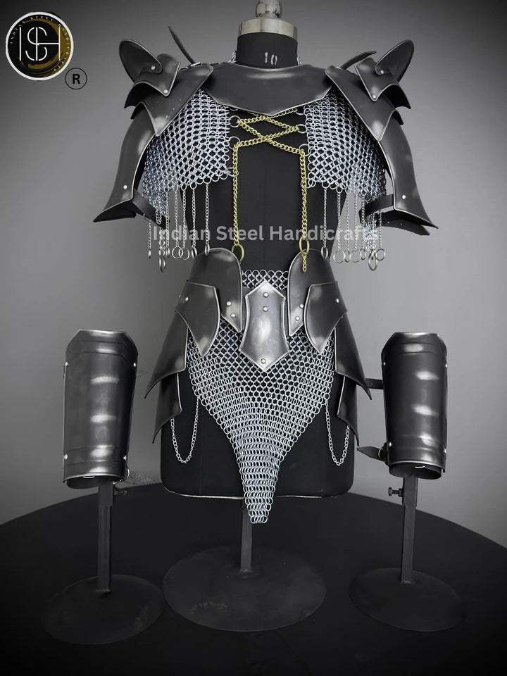 Medieval Cuirass Armor: Steel Chainmail, Lady Cosplay LARP Costume