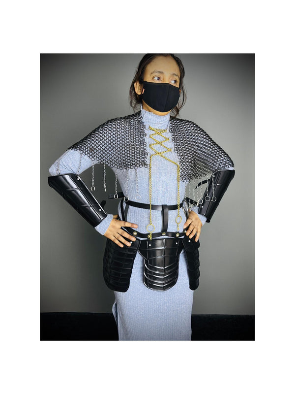 Chainmail Chains Layers top, Bracer & Tesset Armor, Wedding Cosplay Costume, Larp , Cosplay, Sca Armor, Gift For Women.