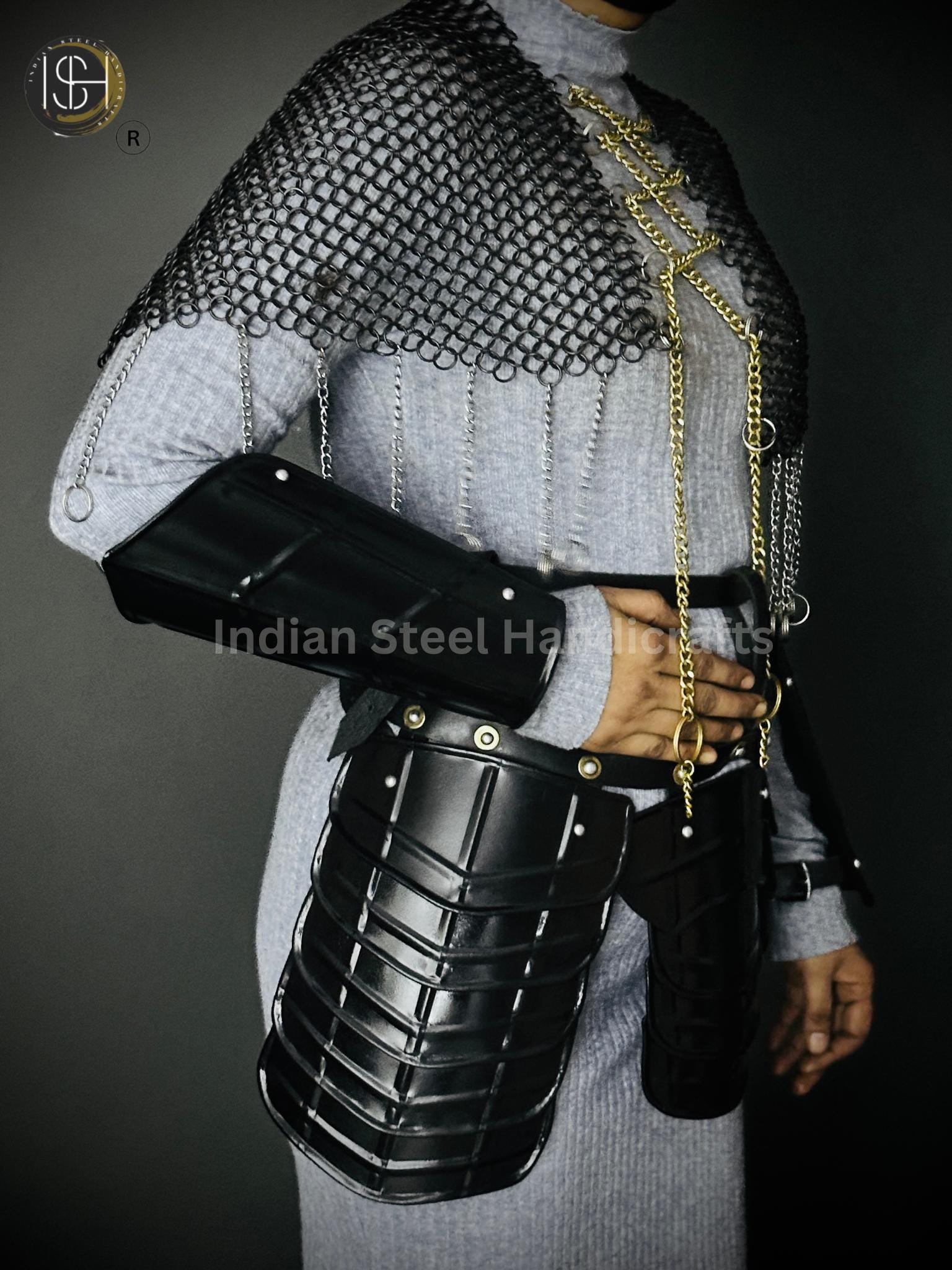 Chainmail Chains Layers top, Bracer & Tesset Armor, Wedding Cosplay Costume, Larp , Cosplay, Sca Armor, Gift For Women.