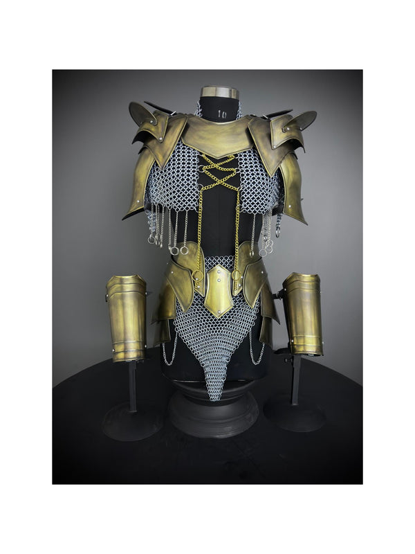 Medieval Cuirass Armor, Brave Lady Armor, Chainmail Armor, Cosplay Armor, Sca Armor, Larp Armor, Fantasy Armor, Gift for women.