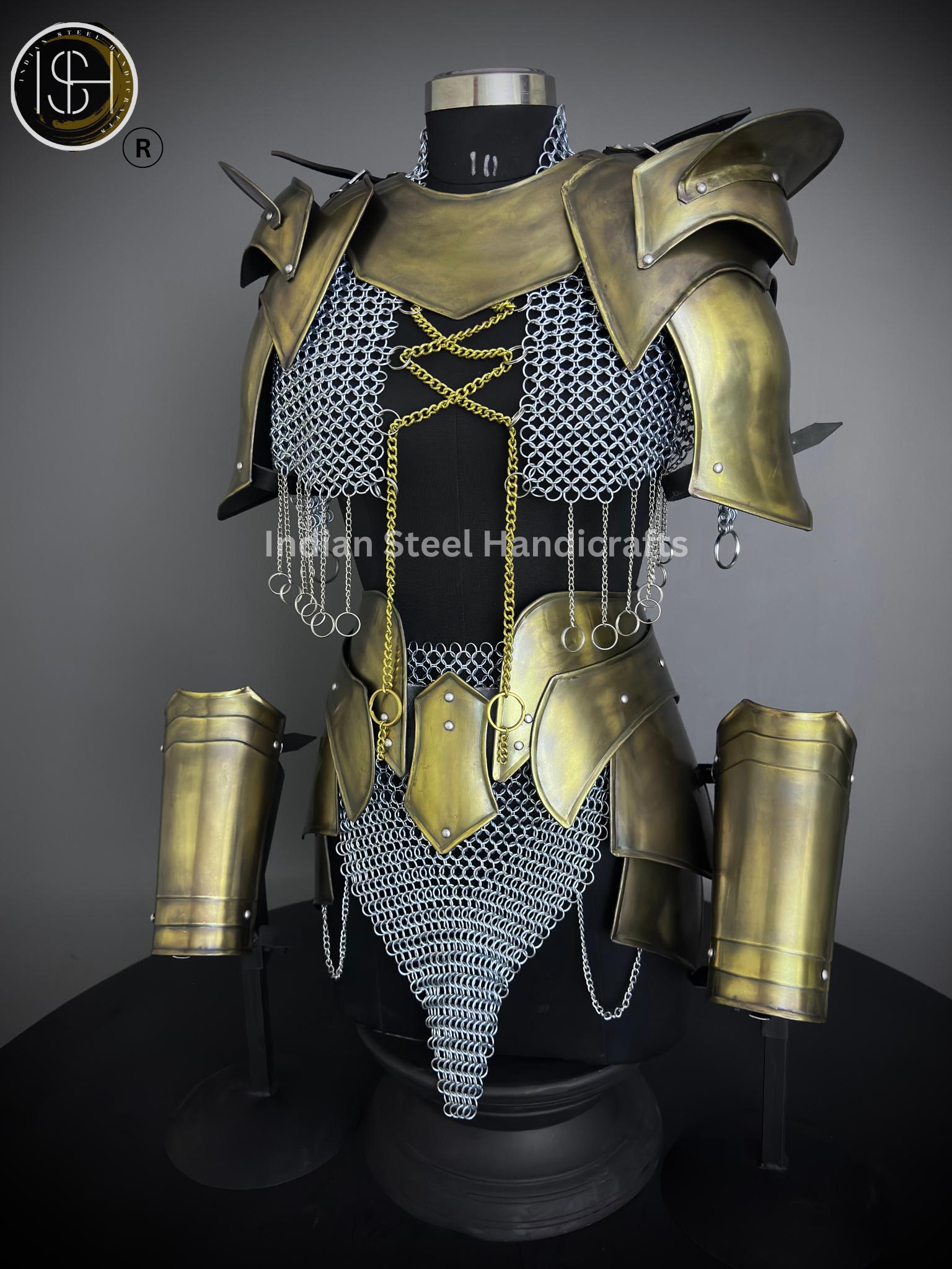 Medieval Cuirass Armor, Brave Lady Armor, Chainmail Armor, Cosplay Armor, Sca Armor, Larp Armor, Fantasy Armor, Gift for women.