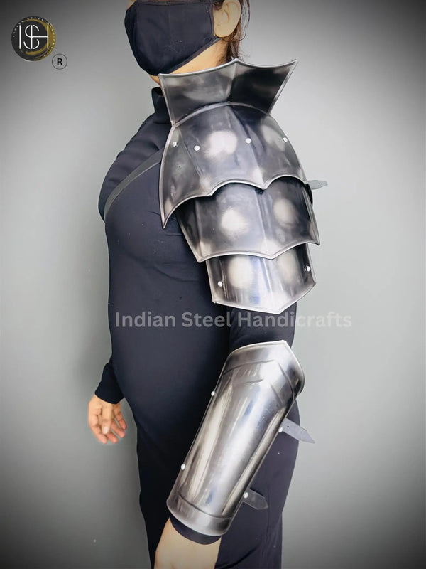 Medieval Knight Shoulder & Bracer Armor, Larp Armor,Fantasy Armor, Cosplay Armor, Sca Armor, Costume Armor, Gift for Men/Women ISH Collection