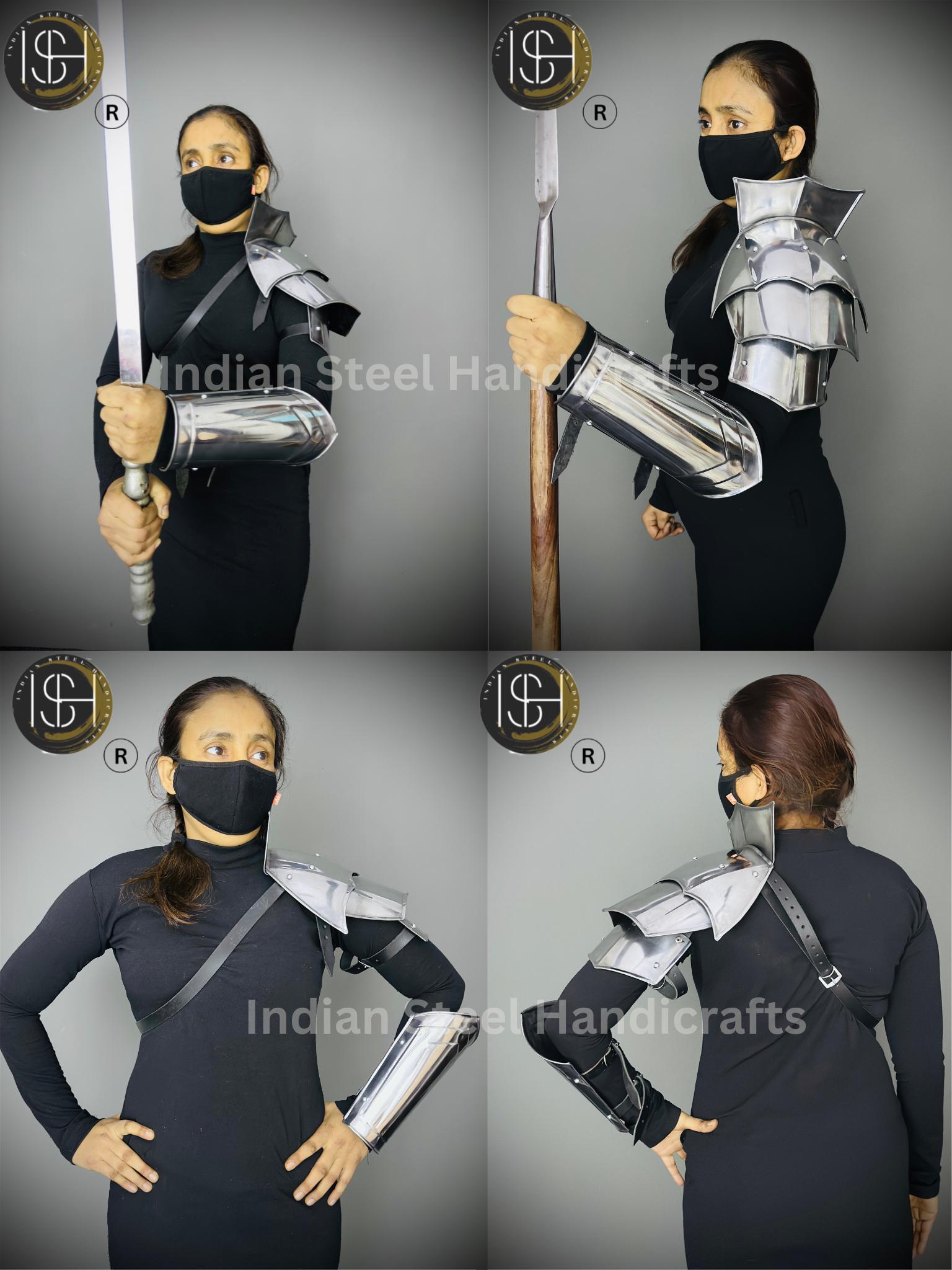 Medieval Knight Shoulder & Bracer Armor, Larp Armor,Fantasy Armor, Cosplay Armor, Sca Armor, Costume Armor, Gift for Men/Women