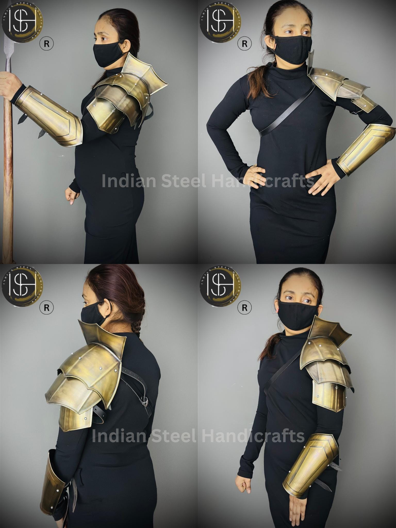 Medieval Knight Shoulder & Bracer Armor, Larp Armor,Fantasy Armor, Cosplay Armor, Sca Armor, Costume Armor, Gift for Men/Women