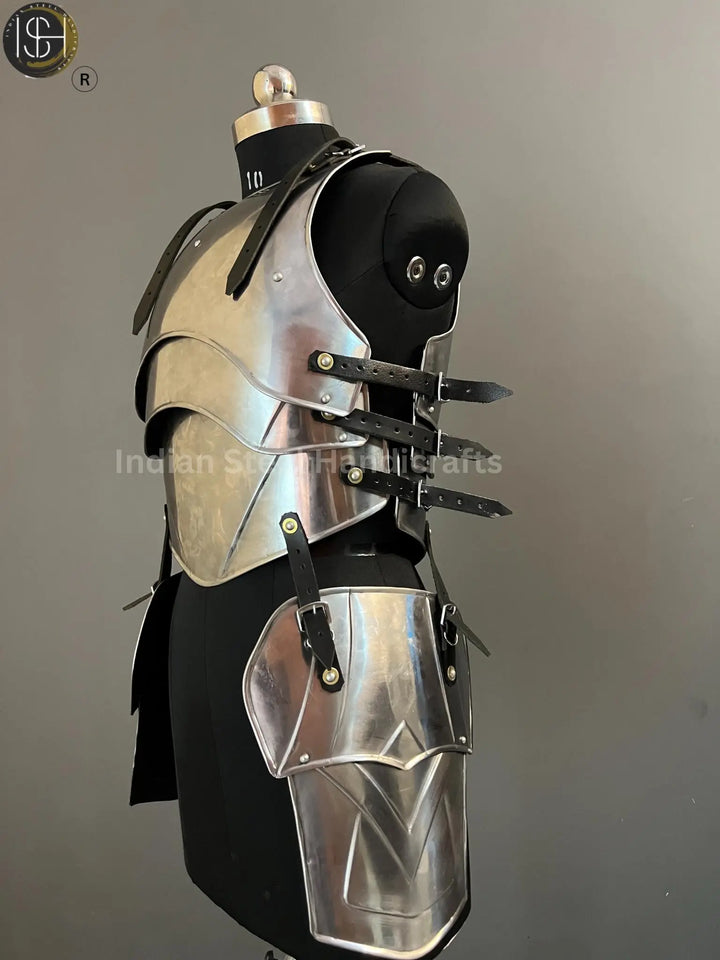Steel Lady Armor: Medieval Knight Chest & Tasset - LARP Cosplay Costume