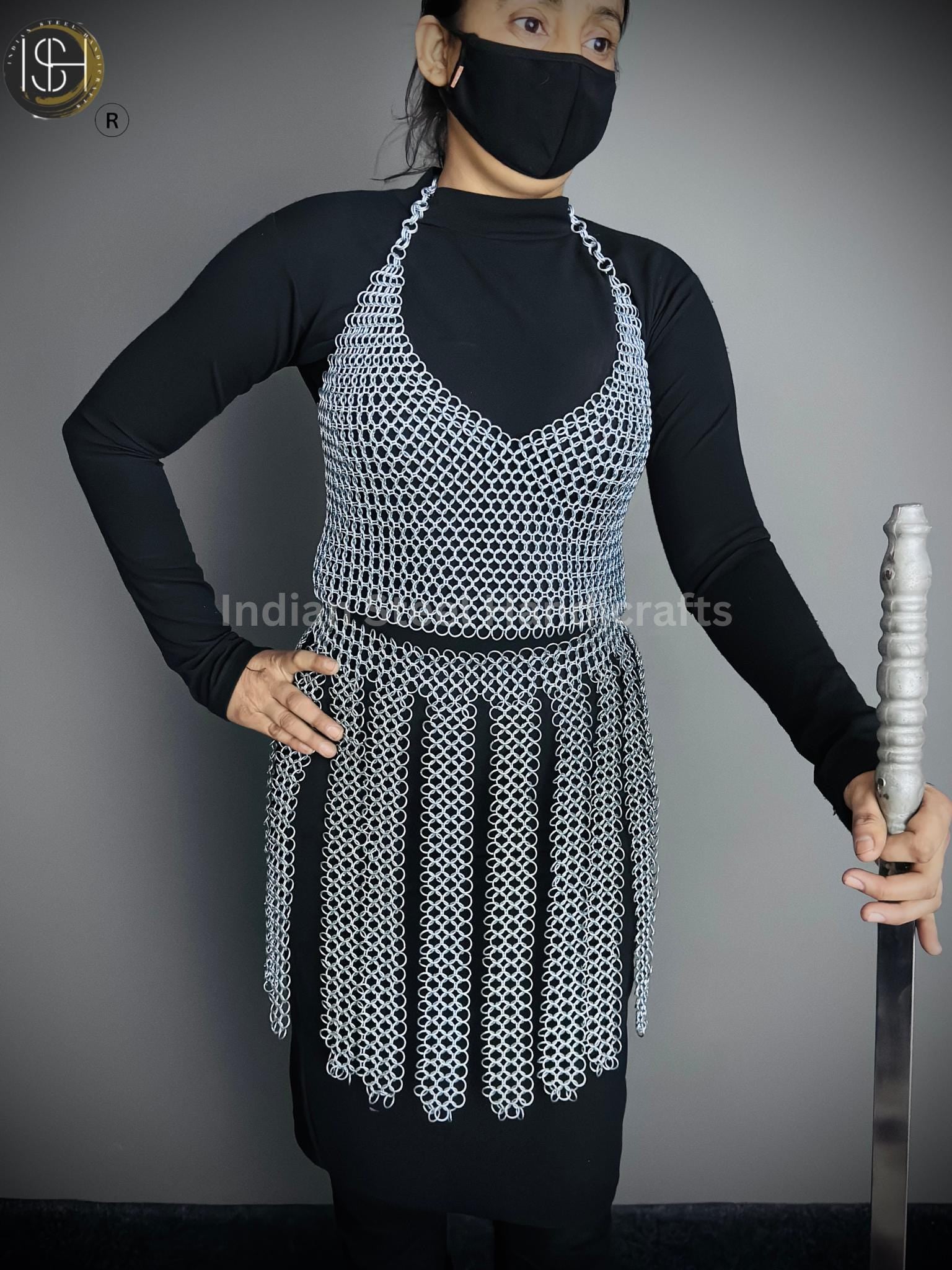 Viking Skirt Top, Ren faire Chainmail Handmade Armor, Cosplay Armor, SCA Armor, Larp Costume, Christmas Gift, Gift for Her