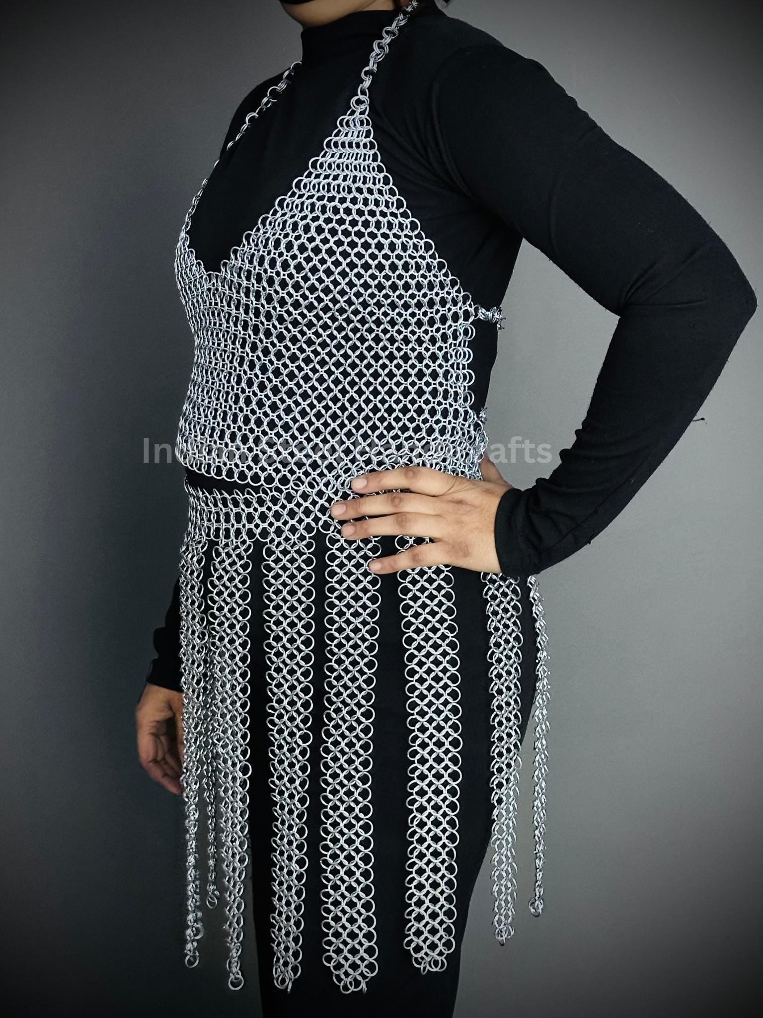 Viking Skirt Top, Ren faire Chainmail Handmade Armor, Cosplay Armor, SCA Armor, Larp Costume, Christmas Gift, Gift for Her