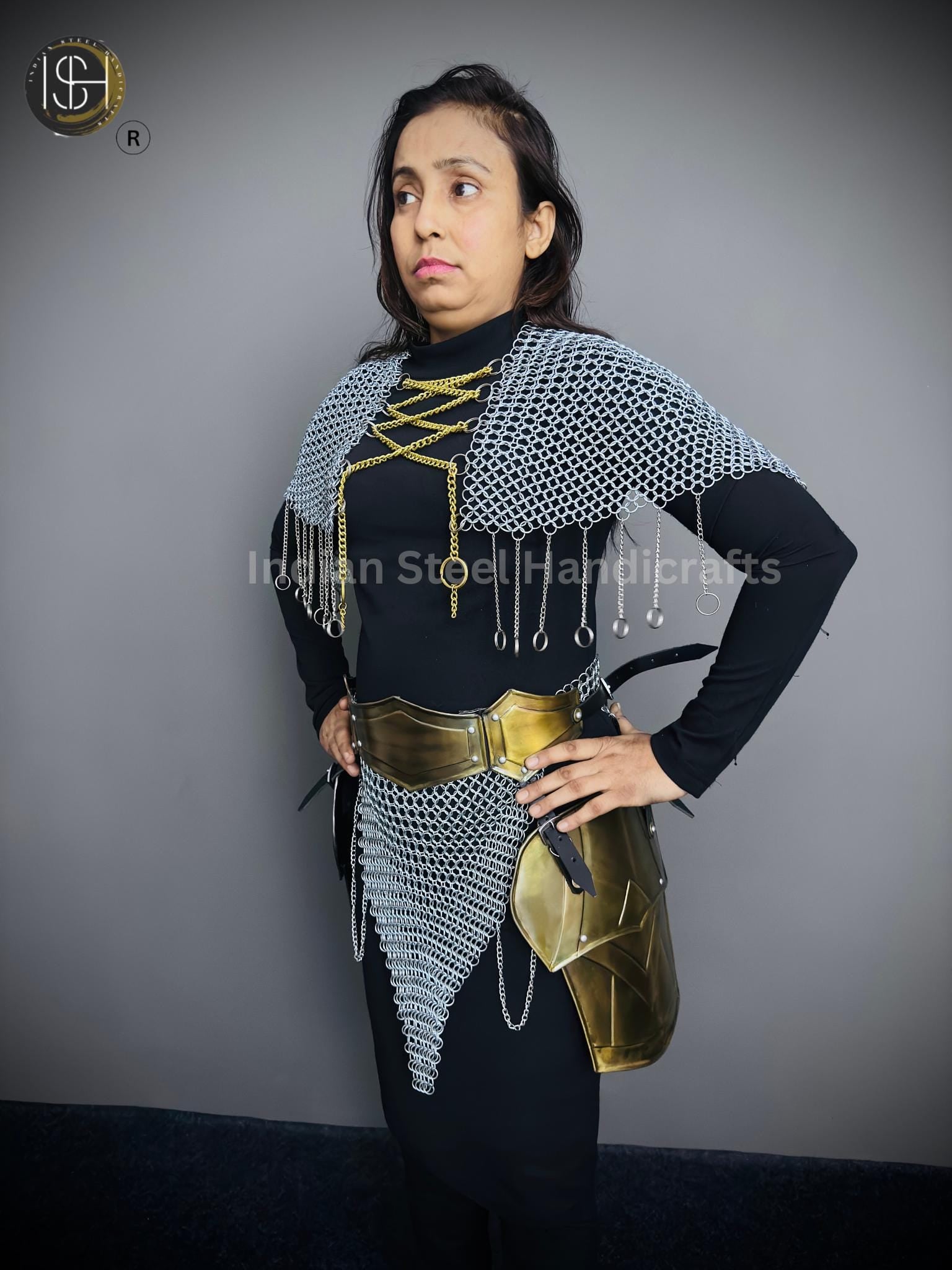 Chainmail Chains Layers top & Skirt, belt ,Tesset, Rings Costume, Wedding Cosplay Costume, Larp , Cosplay, Sca Armor, Gift For Women.