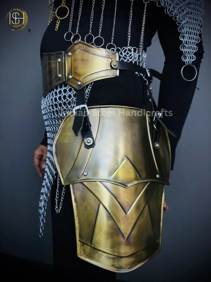 Chainmail Chains Layers top & Skirt, belt ,Tesset, Rings Costume, Wedding Cosplay Costume, Larp , Cosplay, Sca Armor, Gift For Women. ISH Collection