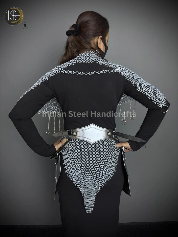 Chainmail Chains Layers top & Skirt, belt ,Tesset, Rings Costume, Wedding Cosplay Costume, Larp , Cosplay, Sca Armor, Gift For Women. ISH Collection