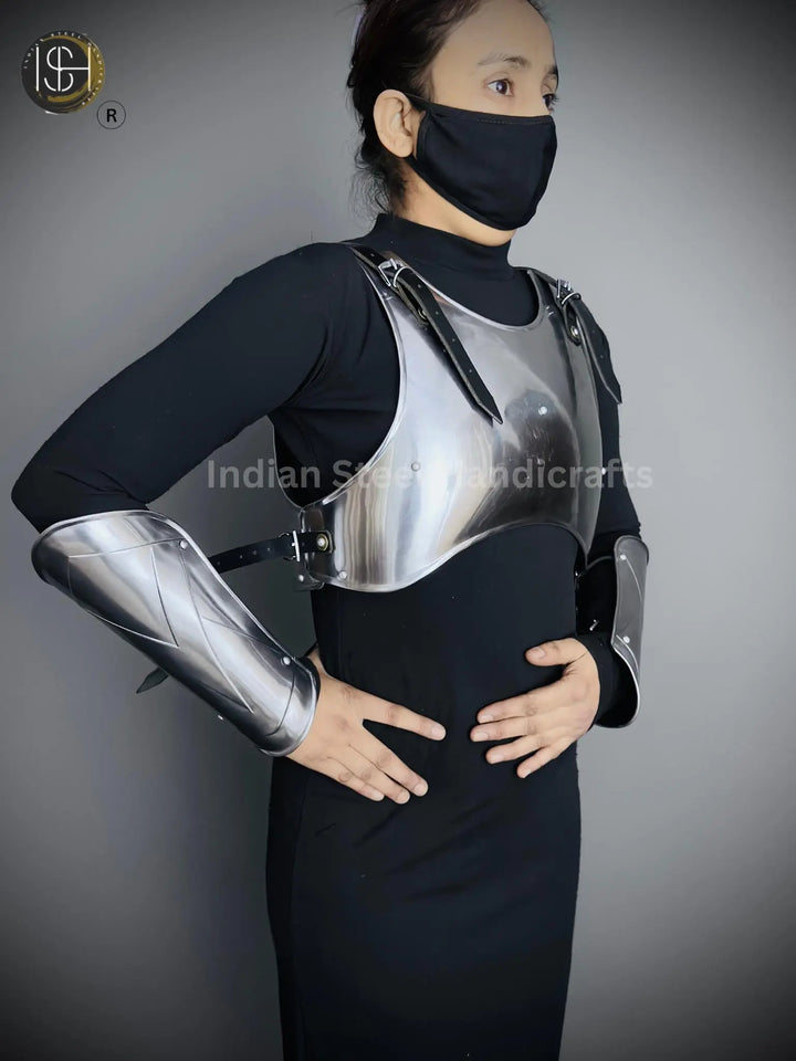 Steel Lady Armor: Medieval Chest & Bracer Set, LARP Cosplay Costume