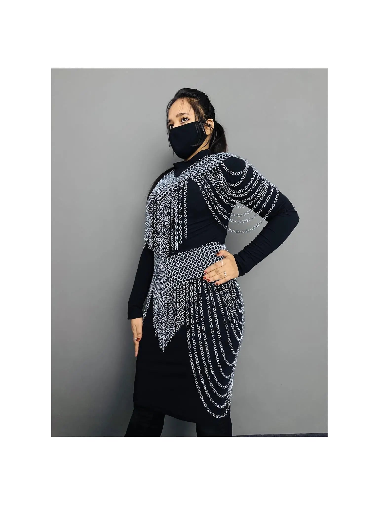 Chainmail Harness, Chainmail Chains Layers top & Skirt, Rings Costume, Wedding Cosplay Costume, Larp , Cosplay, Sca Armor, Gift For Women. ISH Collection