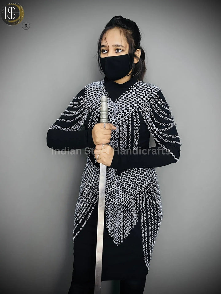 Chainmail Harness, Chainmail Chains Layers top & Skirt, Rings Costume, Wedding Cosplay Costume, Larp , Cosplay, Sca Armor, Gift For Women. ISH Collection