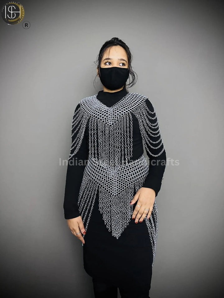 Chainmail Harness, Chainmail Chains Layers top & Skirt, Rings Costume, Wedding Cosplay Costume, Larp , Cosplay, Sca Armor, Gift For Women. ISH Collection