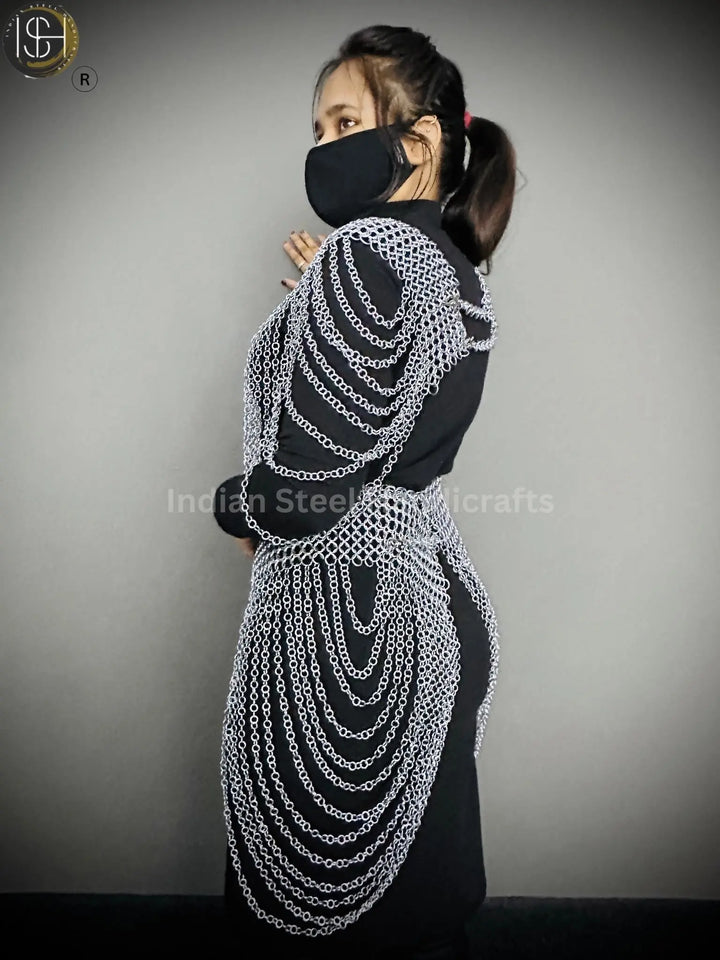 Chainmail Harness, Chainmail Chains Layers top & Skirt, Rings Costume, Wedding Cosplay Costume, Larp , Cosplay, Sca Armor, Gift For Women. ISH Collection