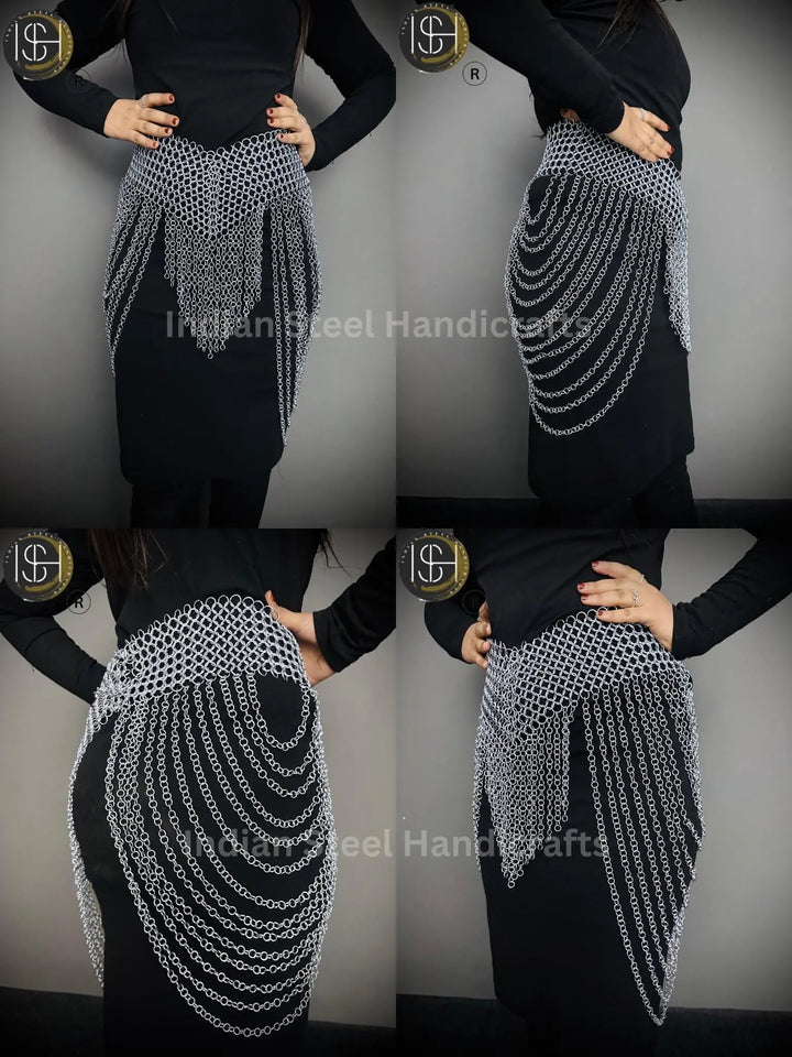 Chainmail Harness, Chainmail Chains Layers top & Skirt, Rings Costume, Wedding Cosplay Costume, Larp , Cosplay, Sca Armor, Gift For Women. ISH Collection