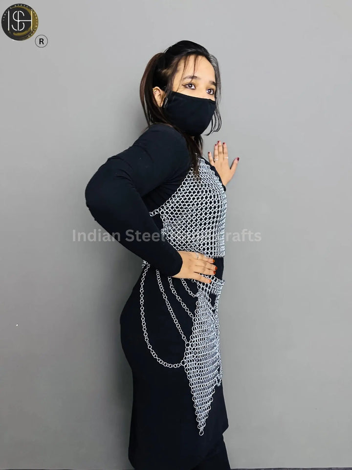 Chainmail Harness, Chainmail Chains Layers top & Skirt, Rings Costume, Wedding Cosplay Costume, Larp , Cosplay, Sca Armor, Gift For Women. ISH Collection