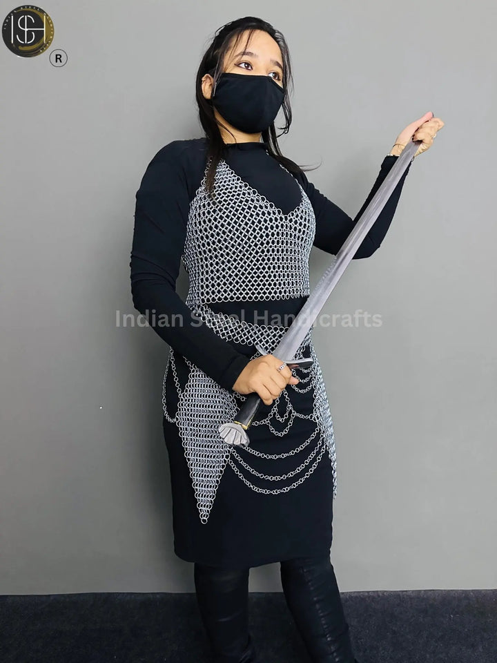 Chainmail Harness, Chainmail Chains Layers top & Skirt, Rings Costume, Wedding Cosplay Costume, Larp , Cosplay, Sca Armor, Gift For Women. ISH Collection