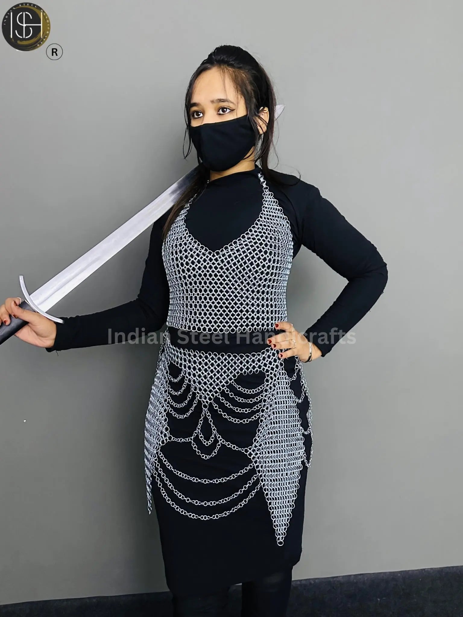 Chainmail Harness, Chainmail Chains Layers top & Skirt, Rings Costume, Wedding Cosplay Costume, Larp , Cosplay, Sca Armor, Gift For Women. ISH Collection