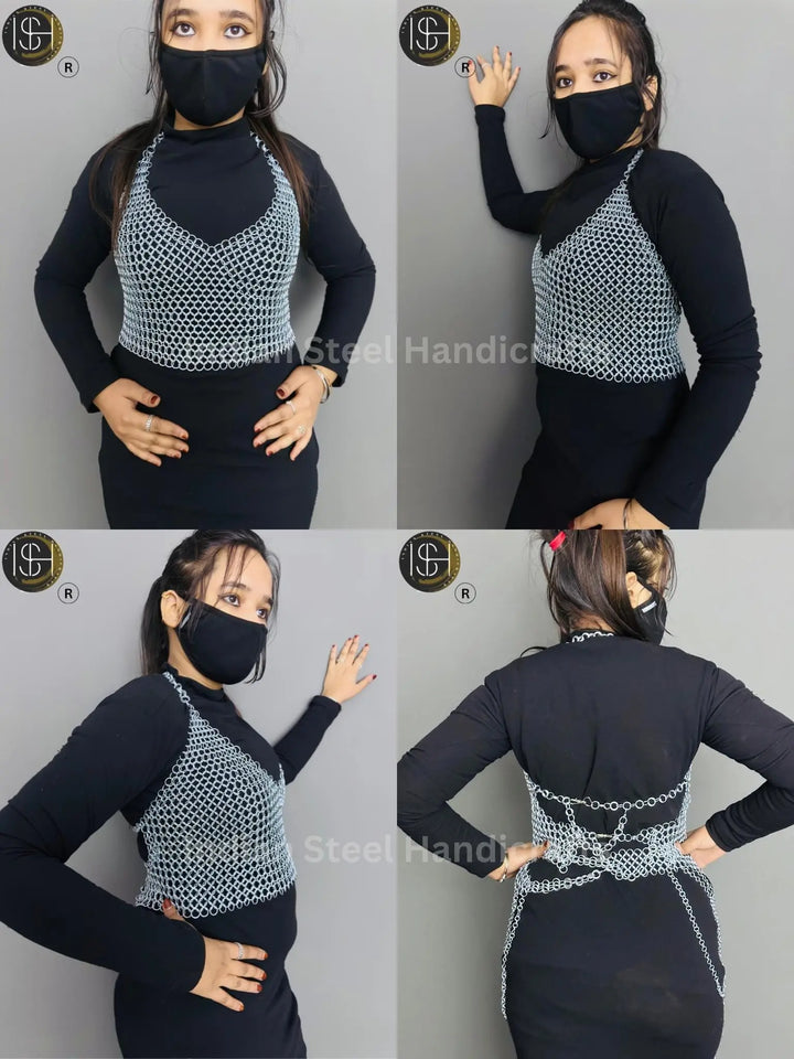 Chainmail Harness, Chainmail Chains Layers top & Skirt, Rings Costume, Wedding Cosplay Costume, Larp , Cosplay, Sca Armor, Gift For Women. ISH Collection