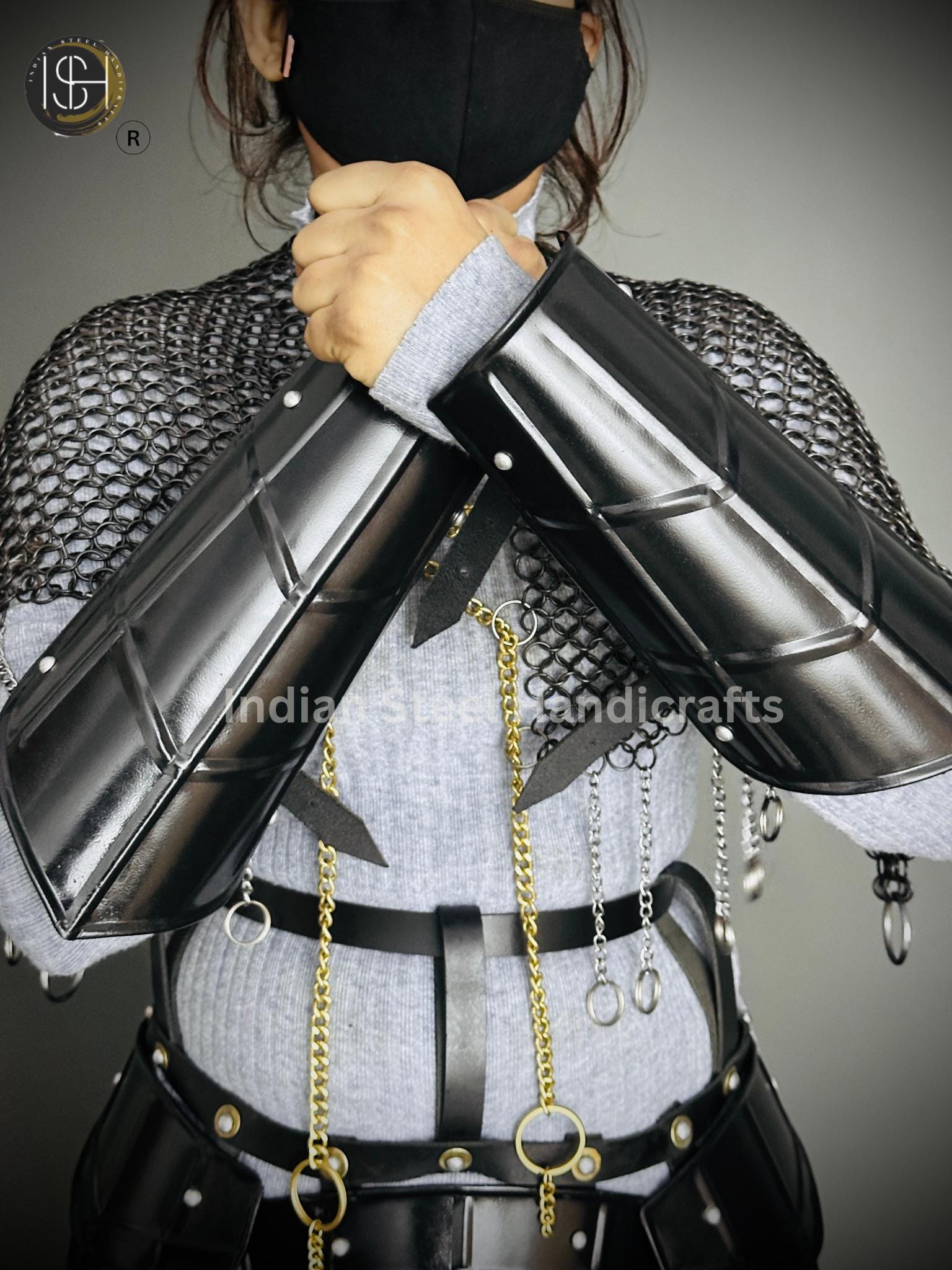 Chainmail Chains Layers top, Bracer & Tesset Armor, Wedding Cosplay Costume, Larp , Cosplay, Sca Armor, Gift For Women.