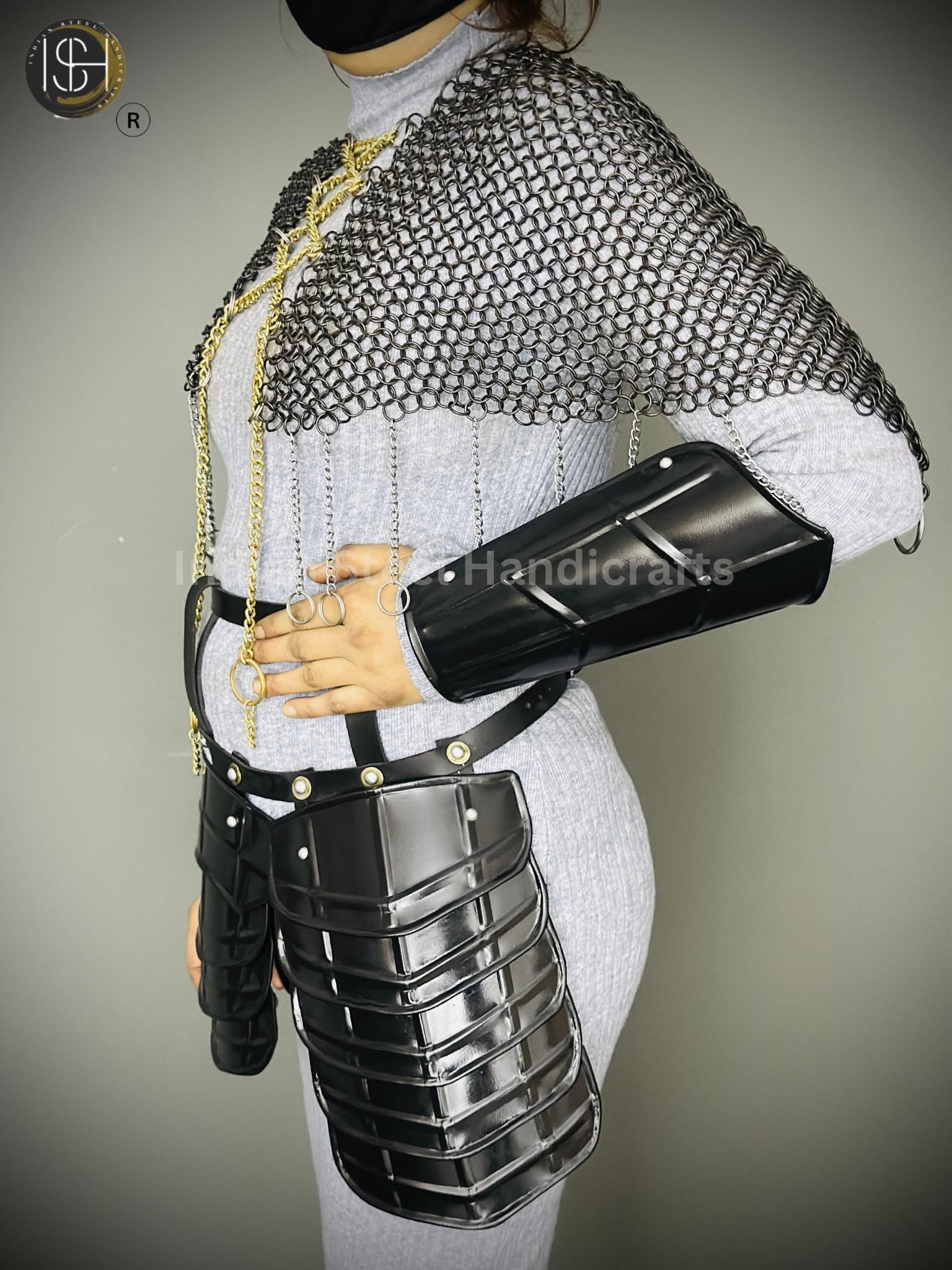 Chainmail Chains Layers top, Bracer & Tesset Armor, Wedding Cosplay Costume, Larp , Cosplay, Sca Armor, Gift For Women.