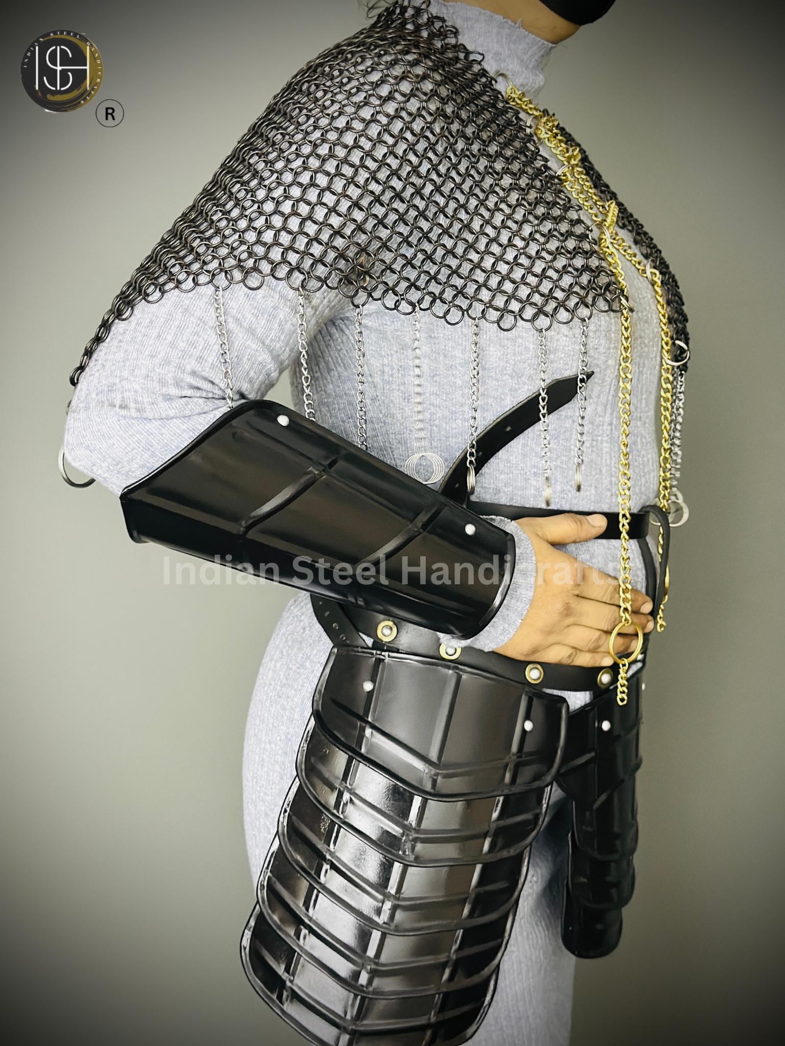 Chainmail Chains Layers top, Bracer & Tesset Armor, Wedding Cosplay Costume, Larp , Cosplay, Sca Armor, Gift For Women.