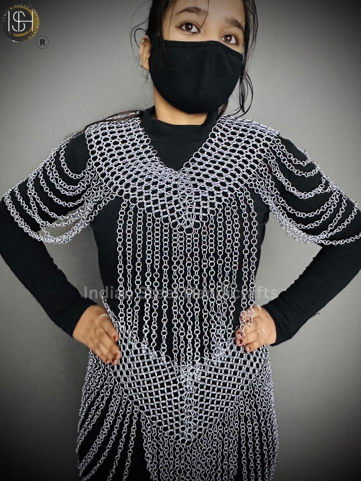 Chainmail Harness, Chainmail Chains Layers top & Skirt, Rings Costume, Wedding Cosplay Costume, Larp , Cosplay, Sca Armor, Gift For Women.