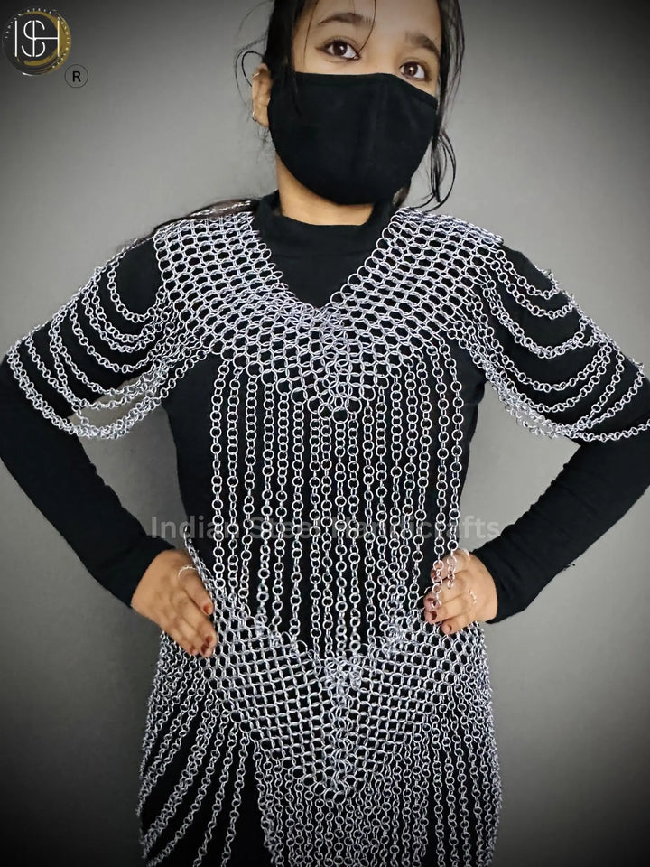 Chainmail Harness, Chainmail Chains Layers top & Skirt, Rings Costume, Wedding Cosplay Costume, Larp , Cosplay, Sca Armor, Gift For Women. ISH Collection
