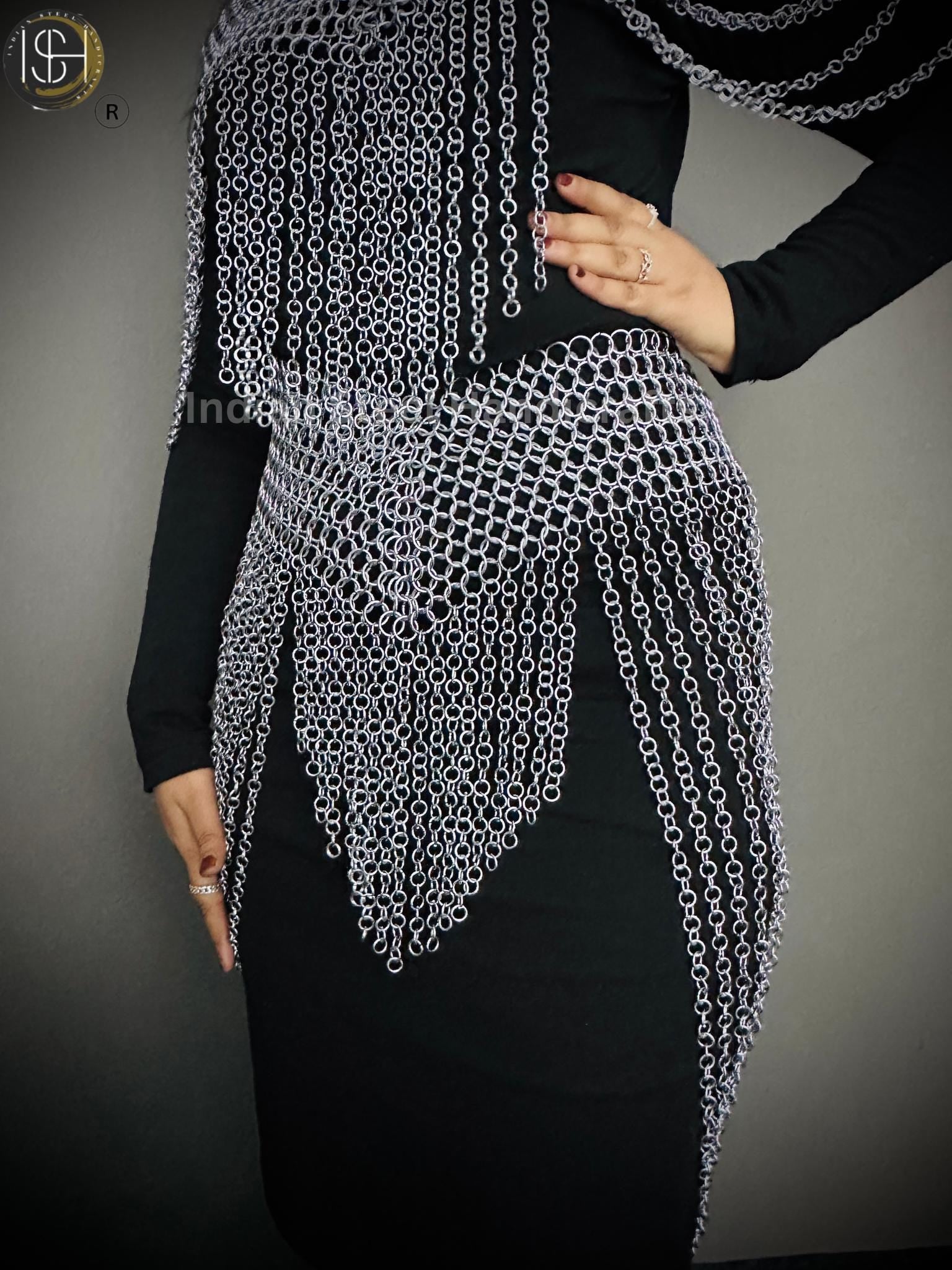 Chainmail Harness, Chainmail Chains Layers top & Skirt, Rings Costume, Wedding Cosplay Costume, Larp , Cosplay, Sca Armor, Gift For Women.