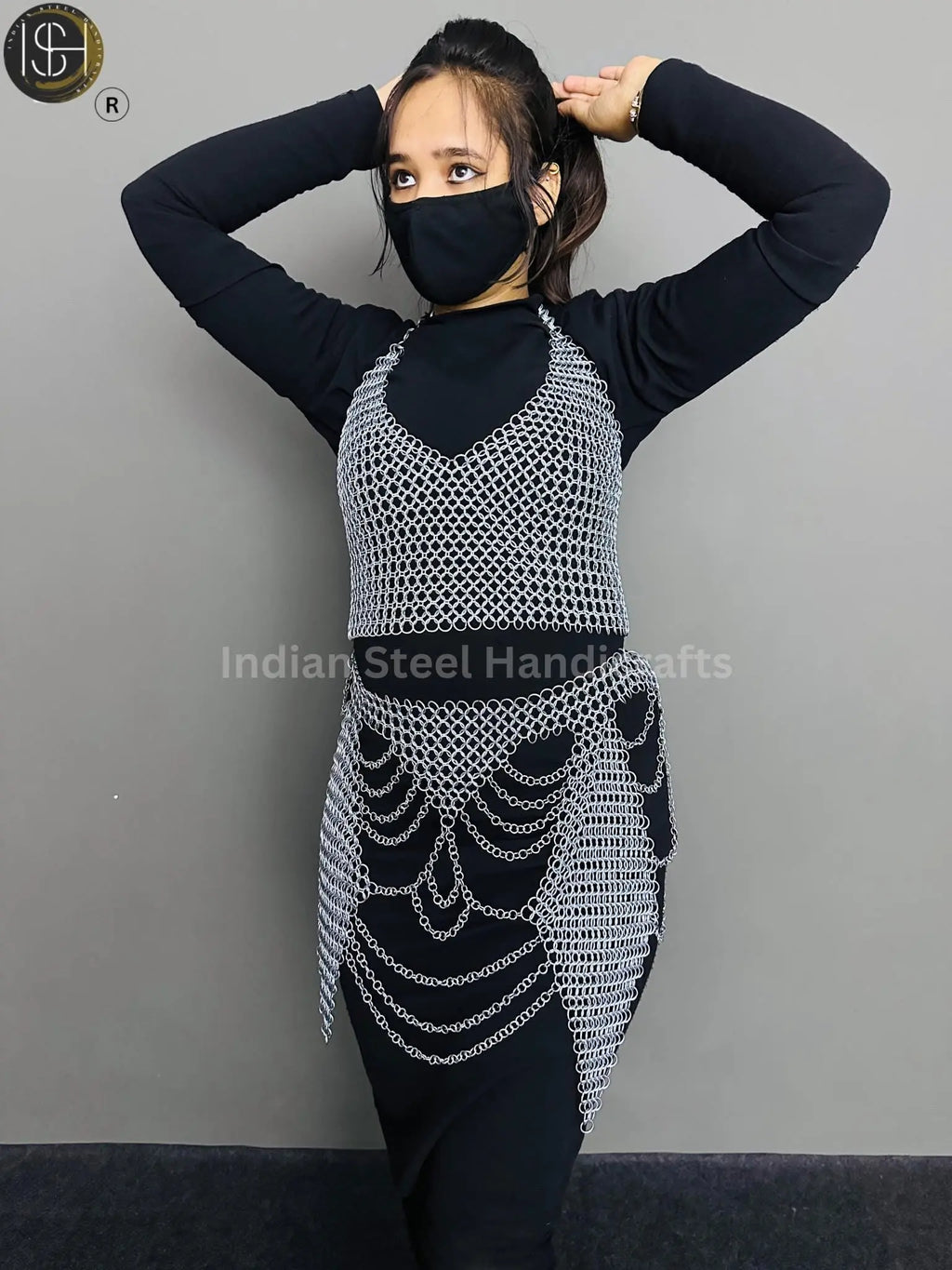 Chainmail Harness, Chainmail Chains Layers top & Skirt, Rings Costume, Wedding Cosplay Costume, Larp , Cosplay, Sca Armor, Gift For Women. ISH Collection
