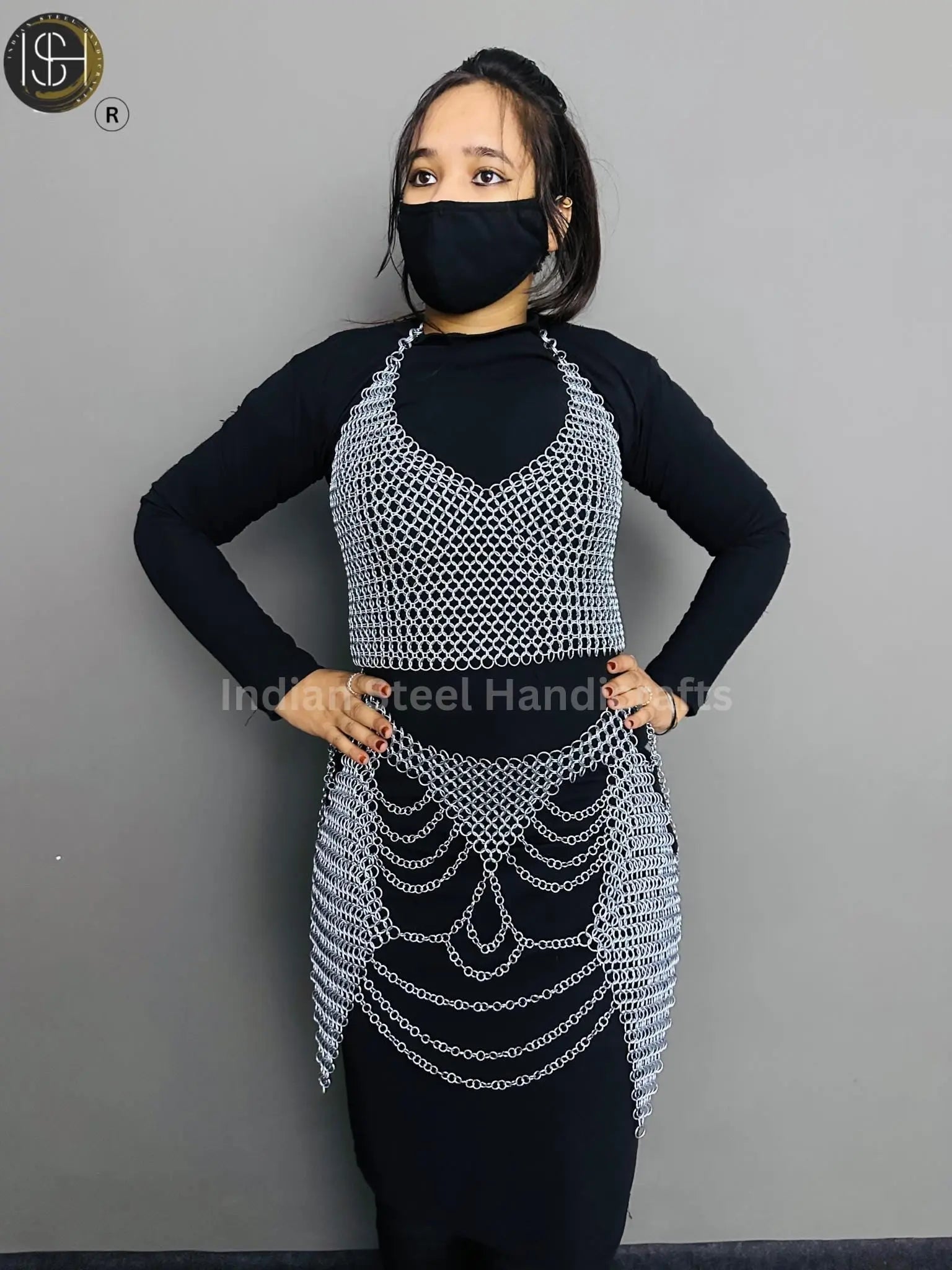 Chainmail Harness, Chainmail Chains Layers top & Skirt, Rings Costume, Wedding Cosplay Costume, Larp , Cosplay, Sca Armor, Gift For Women. ISH Collection