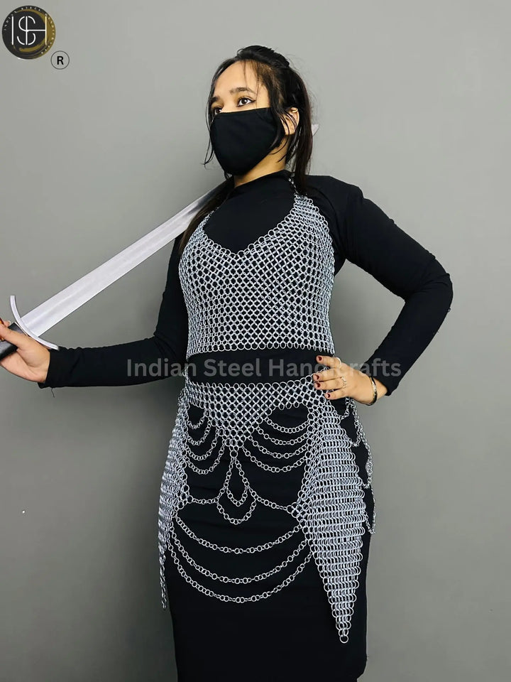 Chainmail Harness, Chainmail Chains Layers top & Skirt, Rings Costume, Wedding Cosplay Costume, Larp , Cosplay, Sca Armor, Gift For Women. ISH Collection