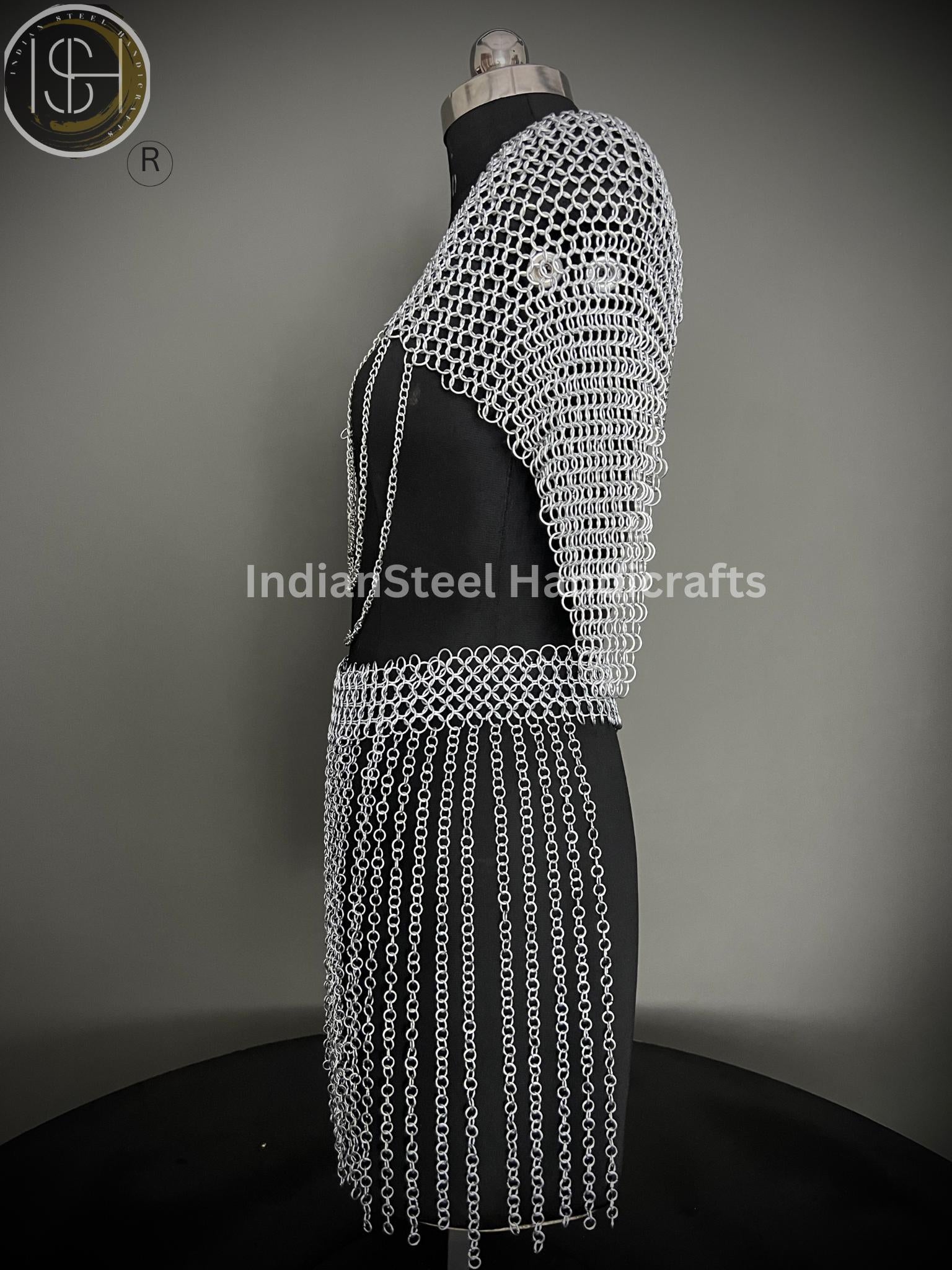 Medieval Chainmaile Top and skirt, Chain Layers Top, Chainmail Body Chain Jewellery, Chainmail Costume Fashion, Gift for women.