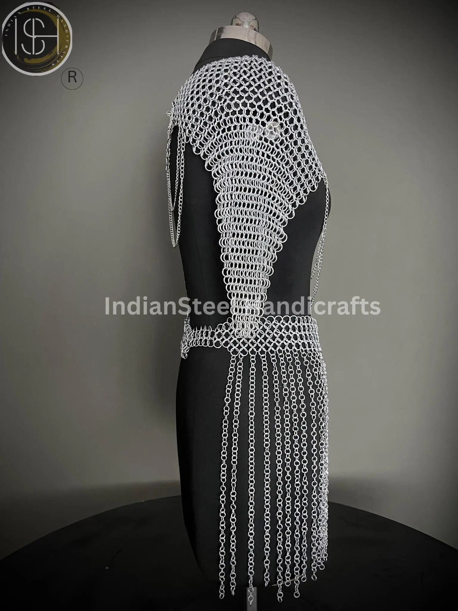 Medieval Chainmaile Top and skirt, Chain Layers Top, Chainmail Body Chain Jewellery, Chainmail Costume Fashion, Gift for women. ISH Collection