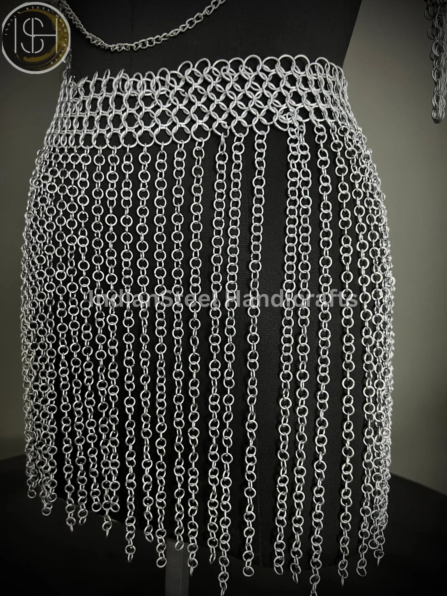 Medieval Chainmaile Top and skirt, Chain Layers Top, Chainmail Body Chain Jewellery, Chainmail Costume Fashion, Gift for women. ISH Collection