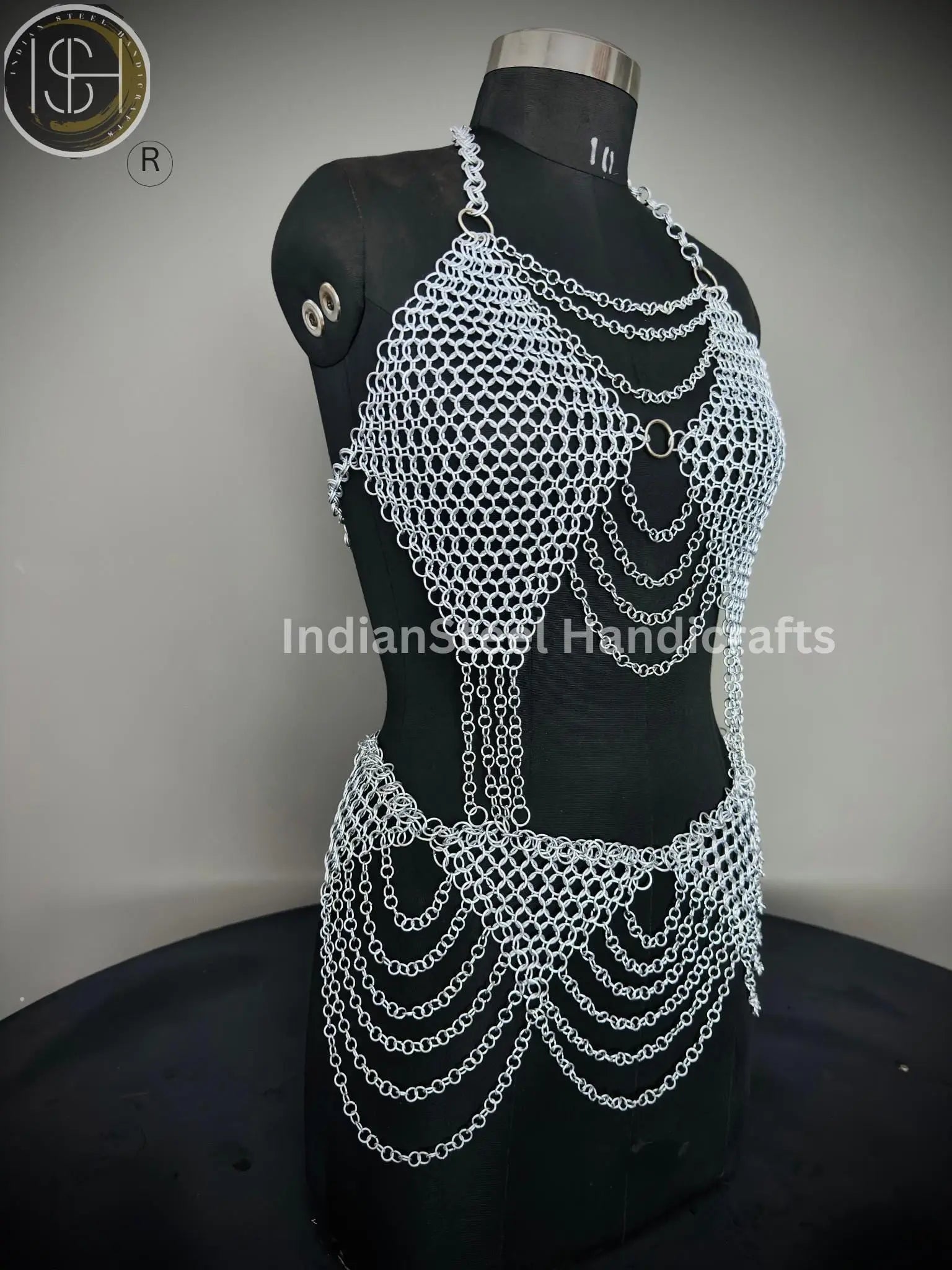 Chainmail Harness, Chainmail Chains Layers top & Skirt, Rings Costume, Wedding Cosplay Costume, Larp , Cosplay, Sca Armor, Gift For Women. ISH Collection