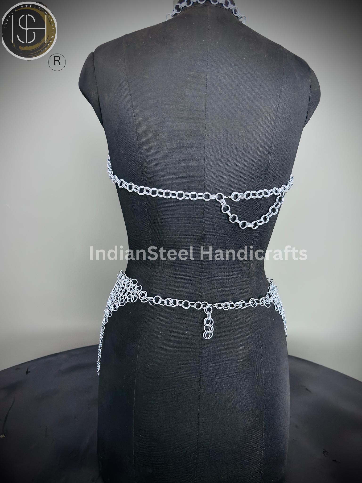 Chainmail Harness, Chainmail Chains Layers top & Skirt, Rings Costume, Wedding Cosplay Costume, Larp , Cosplay, Sca Armor, Gift For Women.