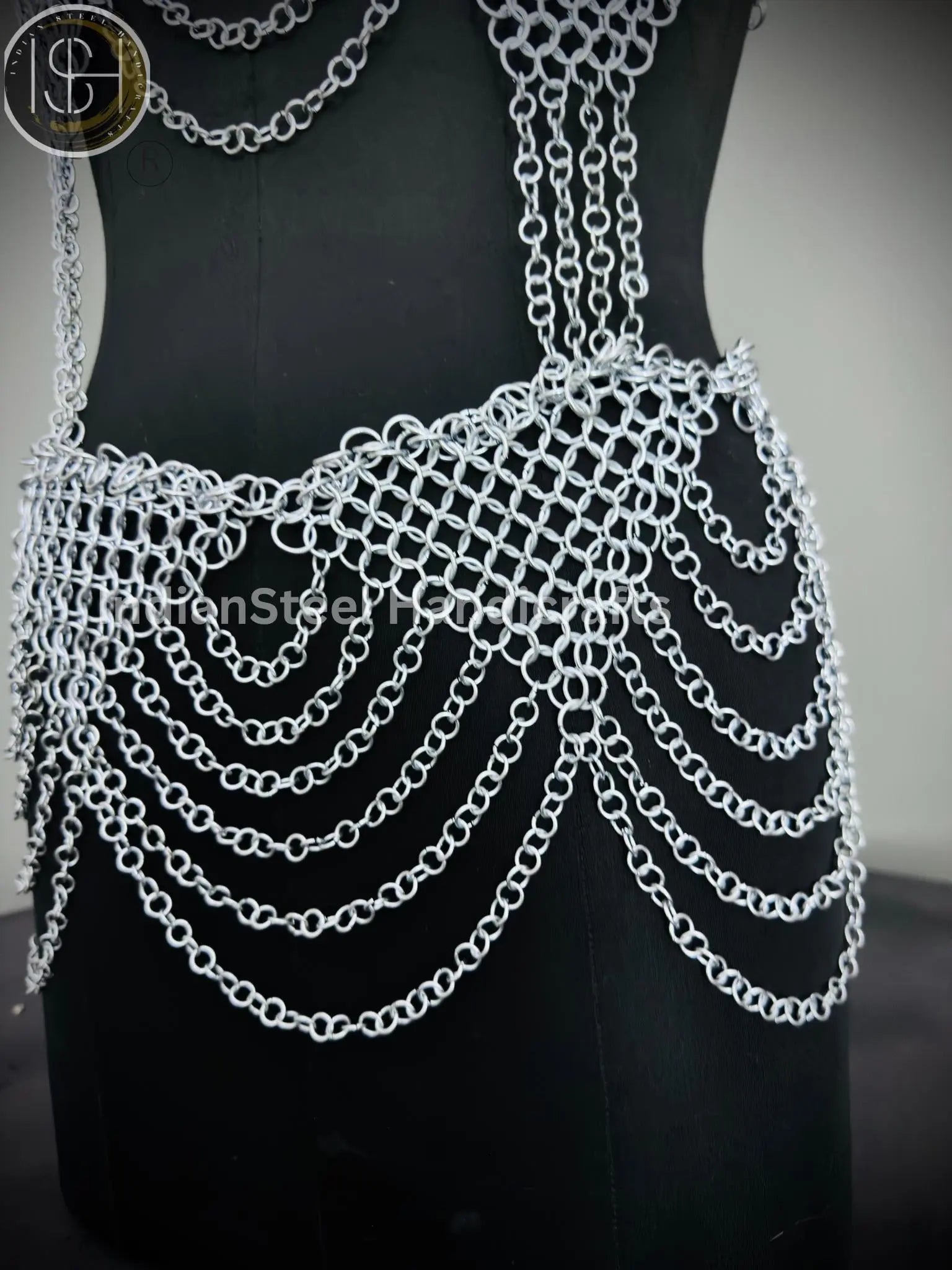 Chainmail Harness, Chainmail Chains Layers top & Skirt, Rings Costume, Wedding Cosplay Costume, Larp , Cosplay, Sca Armor, Gift For Women. ISH Collection