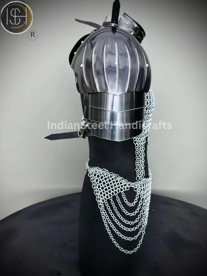 Medieval Viking Skirt & Top, Gorget pauldrons,Ren faire Chainmaille Handmade Medieval Cosplay Armor, SCA Larp Costume, ISH Collection