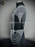 Chainmail Harness, Chainmail Chains Layers top & Skirt, Rings Costume, Wedding Cosplay Costume, Larp , Cosplay, Sca Armor, Gift For Women. ISH Collection