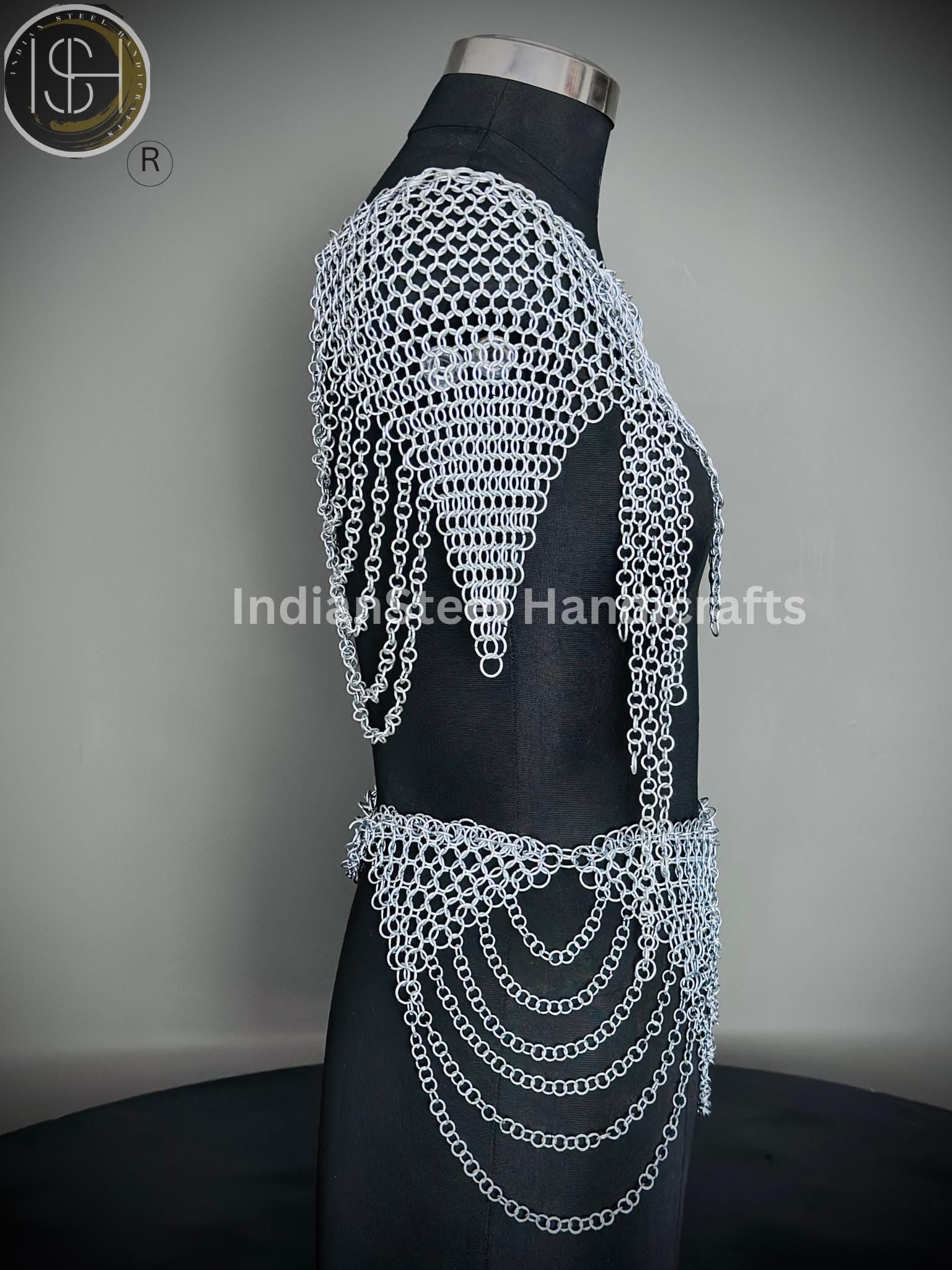 Chainmail Harness, Chainmail Chains Layers top & Skirt, Rings Costume, Wedding Cosplay Costume, Larp , Cosplay, Sca Armor, Gift For Women.